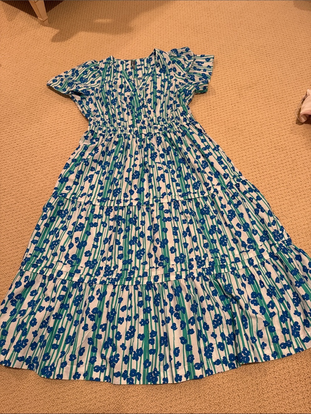 Anthropologie Blue and Green Floral Maxi Dress - Picture 1 of 5